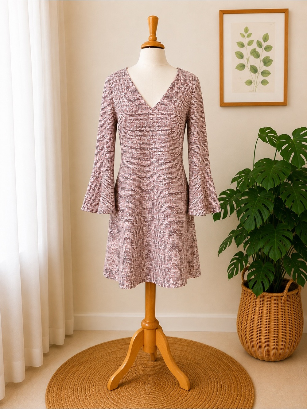 Beautiful Maeve by Anthropologie tweed Susie swing bell sleeve dress